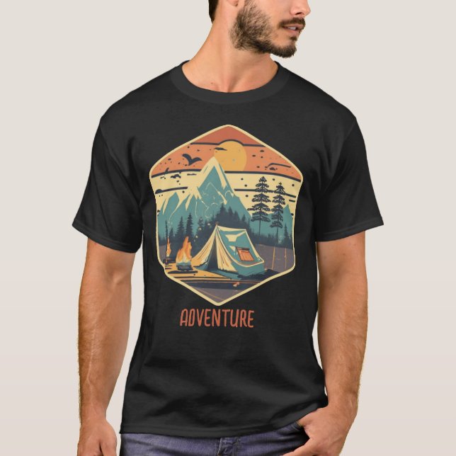 Camper, Outdoor Adventure Awaits T-Shirt (Front)