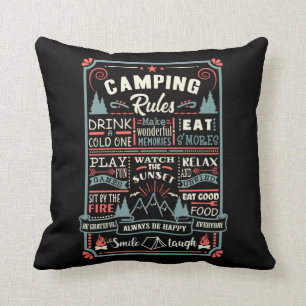 Camper Outdoor Tent Camping Rules Cushion
