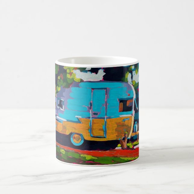 Camper Painting - Gift for Camping Lovers Coffee Mug (Center)