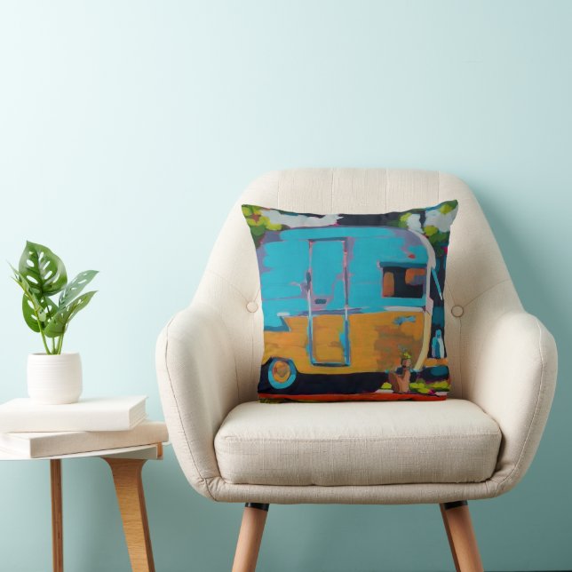 Camper Painting - Gift for Camping Lovers Cushion (Chair)