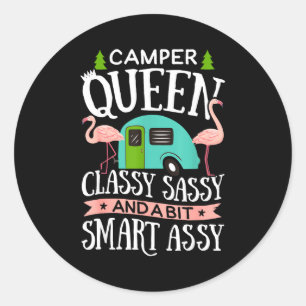 Camper Queen Cly Sy Smart Funny Women Girls Camng Classic Round Sticker