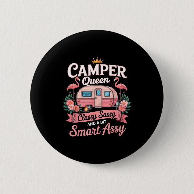 Camper Queen Cly Sy Smart Y Camng Rv Women  6 Cm Round Badge (Front)