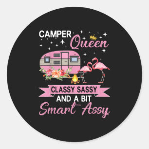 Camper Queen Cly Sy Smart Y Camping Rv Gifts Women Classic Round Sticker
