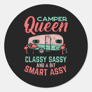 Camper Queen Cly Sy Smart Y Cute Camping Women Classic Round Sticker