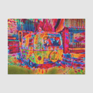 Camper Retro Hippie Colorful Life Is A Road Trip Tissue Paper