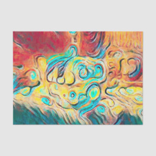 Camper Retro Hippie Colorful Yellow Red Abstract Tissue Paper