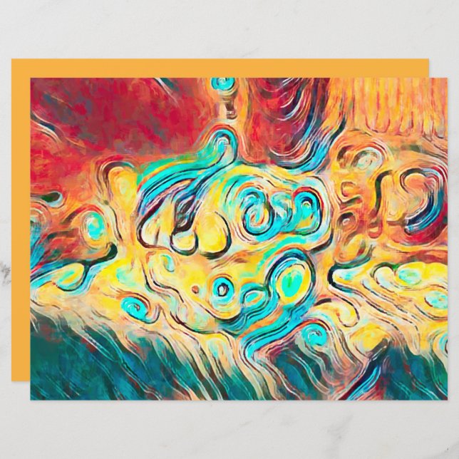 Camper Retro Hippie Colourful Yellow Red Abstract (Front/Back)