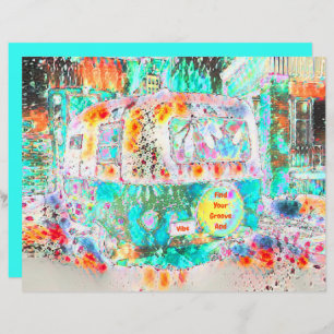 Camper Retro Hippie Green Groove And Vibe Pop Art