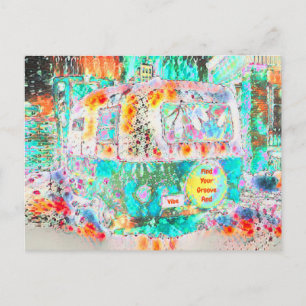 Camper Retro Hippie Groove And Vibe Pop Art Postcard