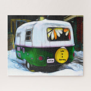 Camper Retro Hippie Life Is A Journey Just Go Jigsaw Puzzle