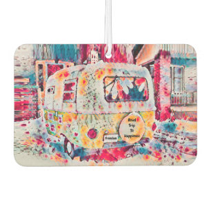 Camper Retro Hippie Road Trip To Happiness Freedom Car Air Freshener