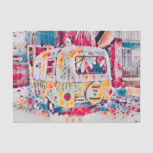 Camper Retro Hippie Road Trip To Happiness Freedom Tissue Paper