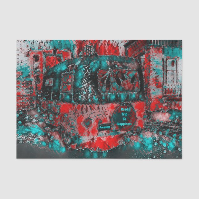 Camper Retro Hippie Road Trip To Happiness Tissue Paper (Front)