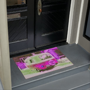 Camper Retro Vintage Hippie Happiness Is Camping Doormat