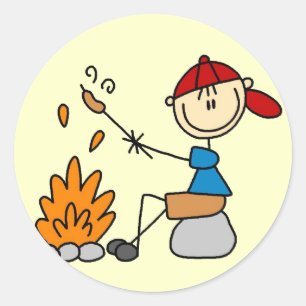 Camper Roasting Hot Dogs Tshirts and Gifts Classic Round Sticker