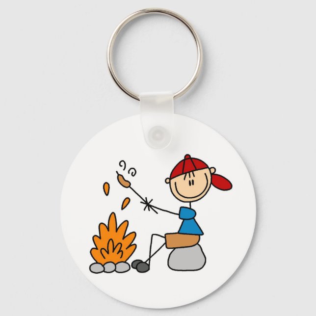 Camper Roasting Hot Dogs Tshirts and Gifts Key Ring (Front)
