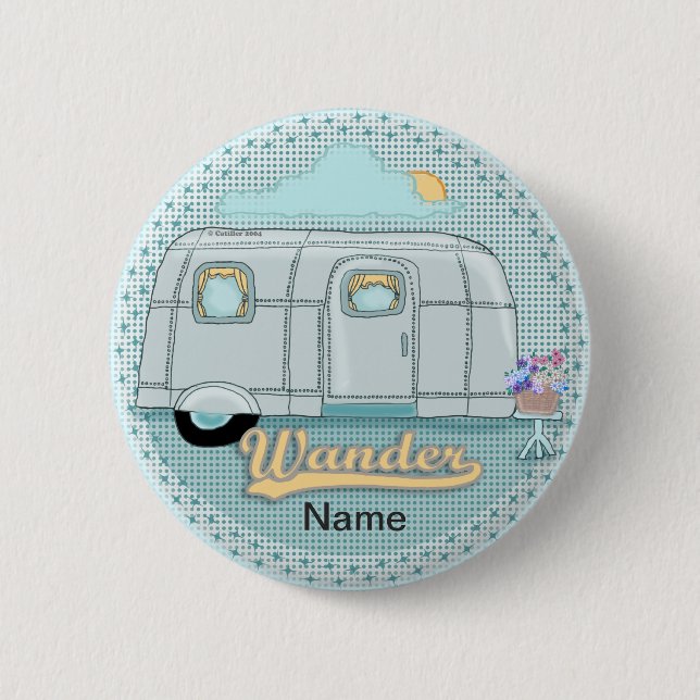 Camper Trailer  6 Cm Round Badge (Front)