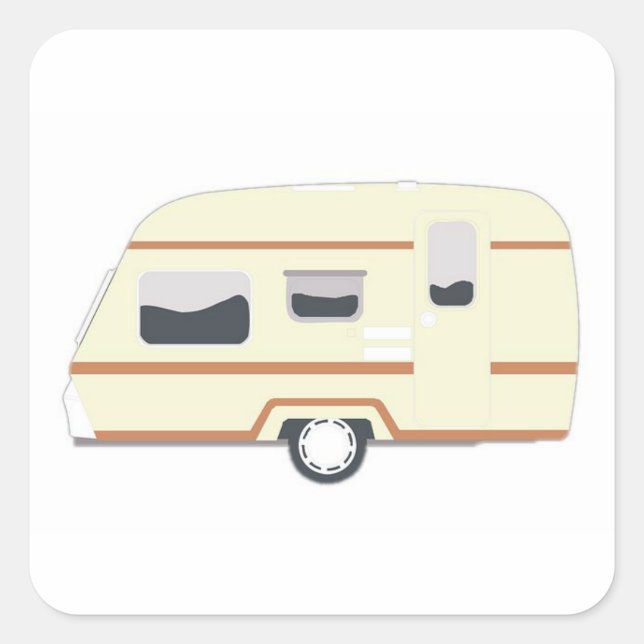 Camper Trailer Camping Van Square Sticker (Front)