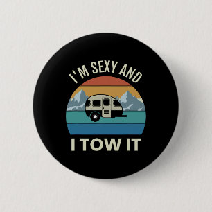 Camper Trailer Camping Vintage Y And I Tow It Tear 6 Cm Round Badge