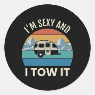 Camper Trailer Camping Vintage Y And I Tow It Tear Classic Round Sticker