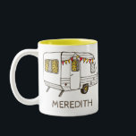 Camper Trailer Caravan Personalised Coffee Mug<br><div class="desc">Customise this coffee mug with the name of your favourite camping spot to create your own special souvenir. It features an illustration of a tow behind camper trailer or caravan. Use the fill-in-the-blank template field to personalise it with your information or name. This ceramic mug makes a great personalised gift...</div>