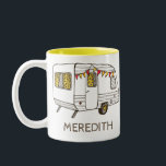 Camper Trailer Caravan Personalised Coffee Mug<br><div class="desc">Customise this coffee mug with the name of your favourite camping spot to create your own special souvenir. It features an illustration of a tow behind camper trailer or caravan. Use the fill-in-the-blank template field to personalise it with your information or name. This ceramic mug makes a great personalised gift...</div>