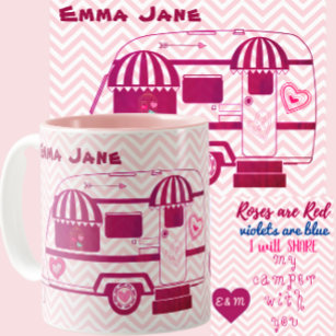 Camper Trailer Roses are Red Valentine's Day Two-Tone Coffee Mug
