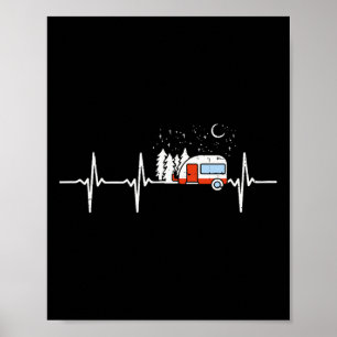 Camper Trailer Teardrop Heartbeat Rv Camping  Poster