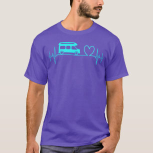 Camper Van camping Ecg heartbeat heart turquoise f T-Shirt