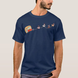 Camper Van Christmas Cow Sleigh Farmer Farm Animal T-Shirt