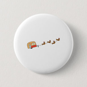 Camper Van Christmas Dachshund Sleigh Doxie Dog X- 6 Cm Round Badge