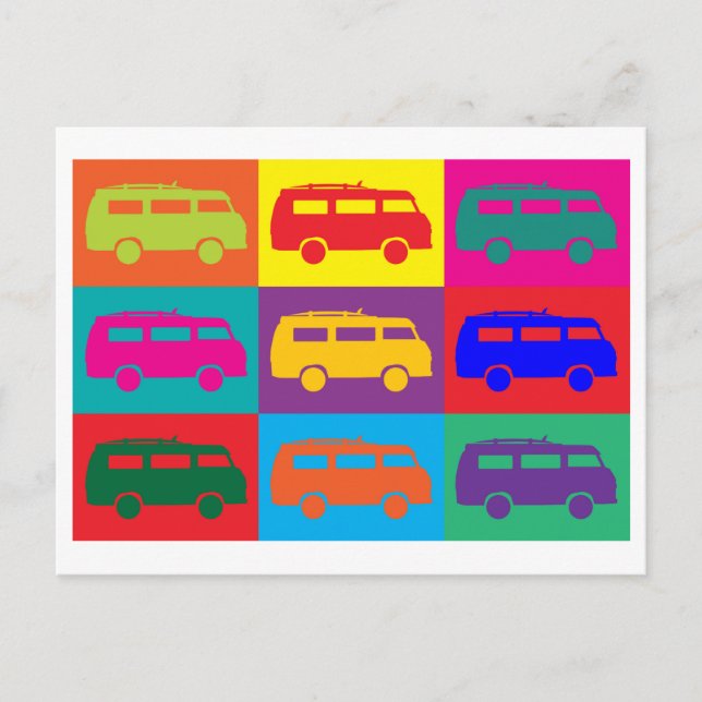 Camper Van Pop Art Postcard (Front)