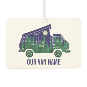 Camper Van with Pop Up Tent Custom Text Graphic Car Air Freshener