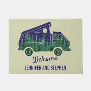 Camper Van with Pop Up Tent Personalised Doormat