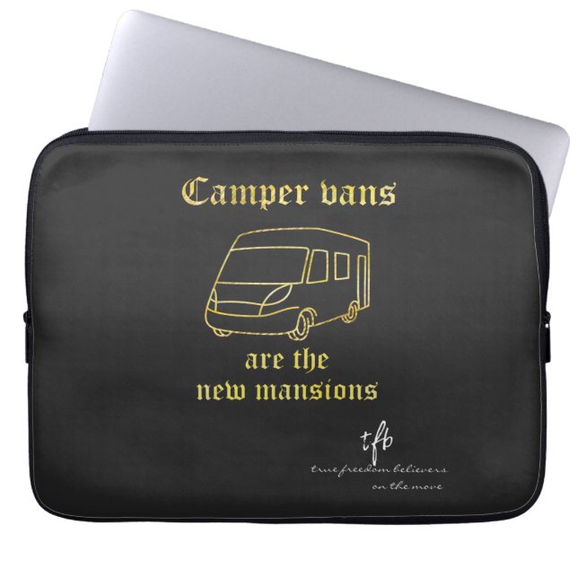 Camper Vans New Mansions Gold Laptop Sleeve (Front)