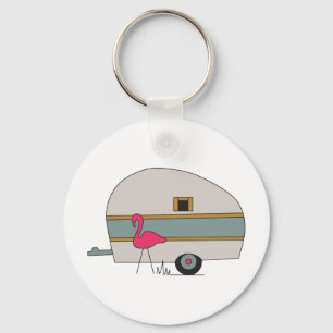 Camper With Flamingo Key Ring