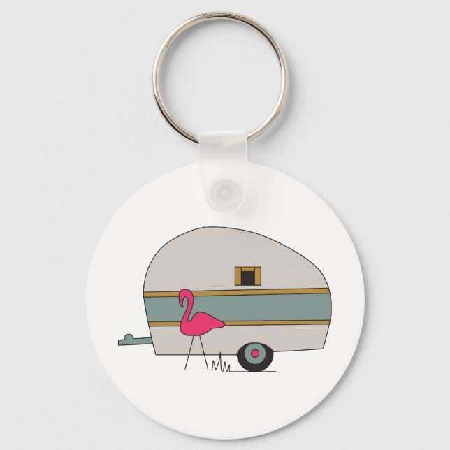 Camper With Flamingo Key Ring (Front)