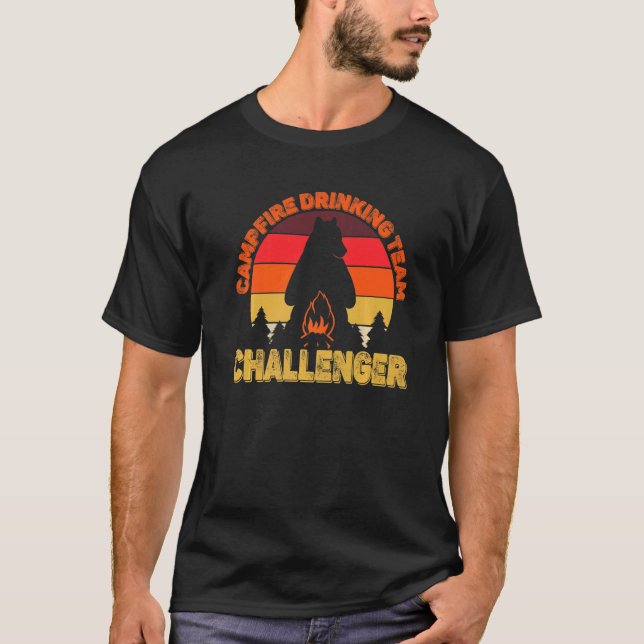 Campers Campfire Drinking Team Challenger Camping  T-Shirt (Front)