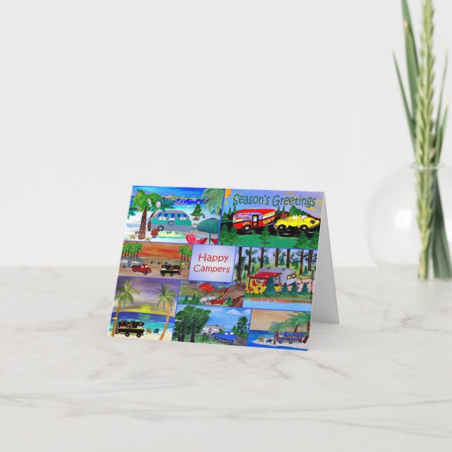 Campers Christmas cards from my camper collage art (Front)