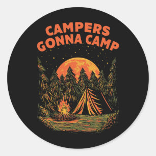 Campers Gonna Camp Summer Vacation Tropical Trip C Classic Round Sticker