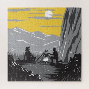 Campers near Yosemite Valley in Yosemite WPA Jigsaw Puzzle
