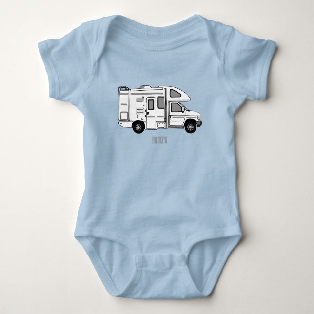 Campervan cartoon illustration baby bodysuit (Front)