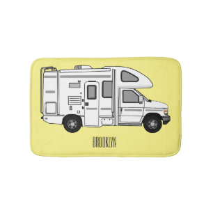 Campervan cartoon illustration bath mat