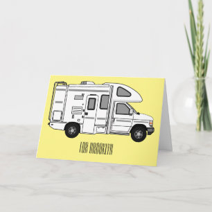 Campervan cartoon illustration card