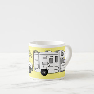 Campervan cartoon illustration espresso cup