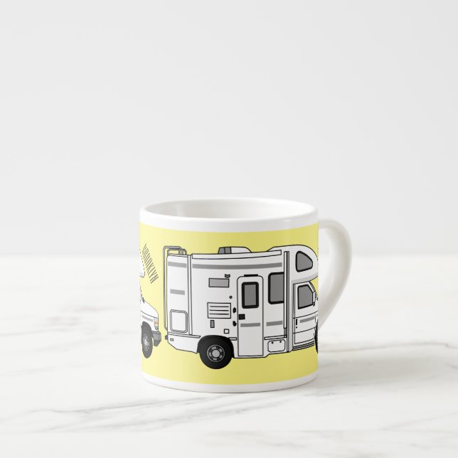 Campervan cartoon illustration espresso cup (Front Right)
