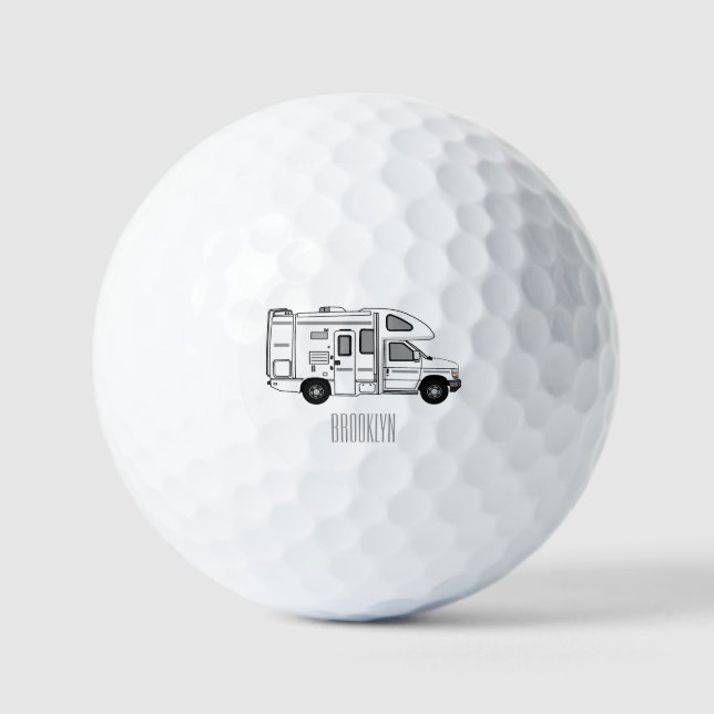Campervan cartoon illustration golf balls (Front)