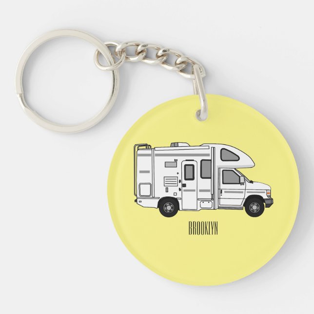 Campervan cartoon illustration key ring (Front)