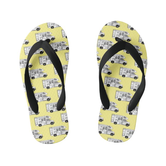Campervan cartoon illustration kid's thongs (Footbed)