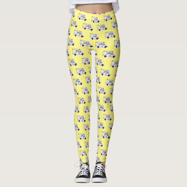 Campervan cartoon illustration leggings (Front)
